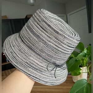 Boho Chic Striped Cube Hat with Bowing Accent | Lightweight Spring Summer